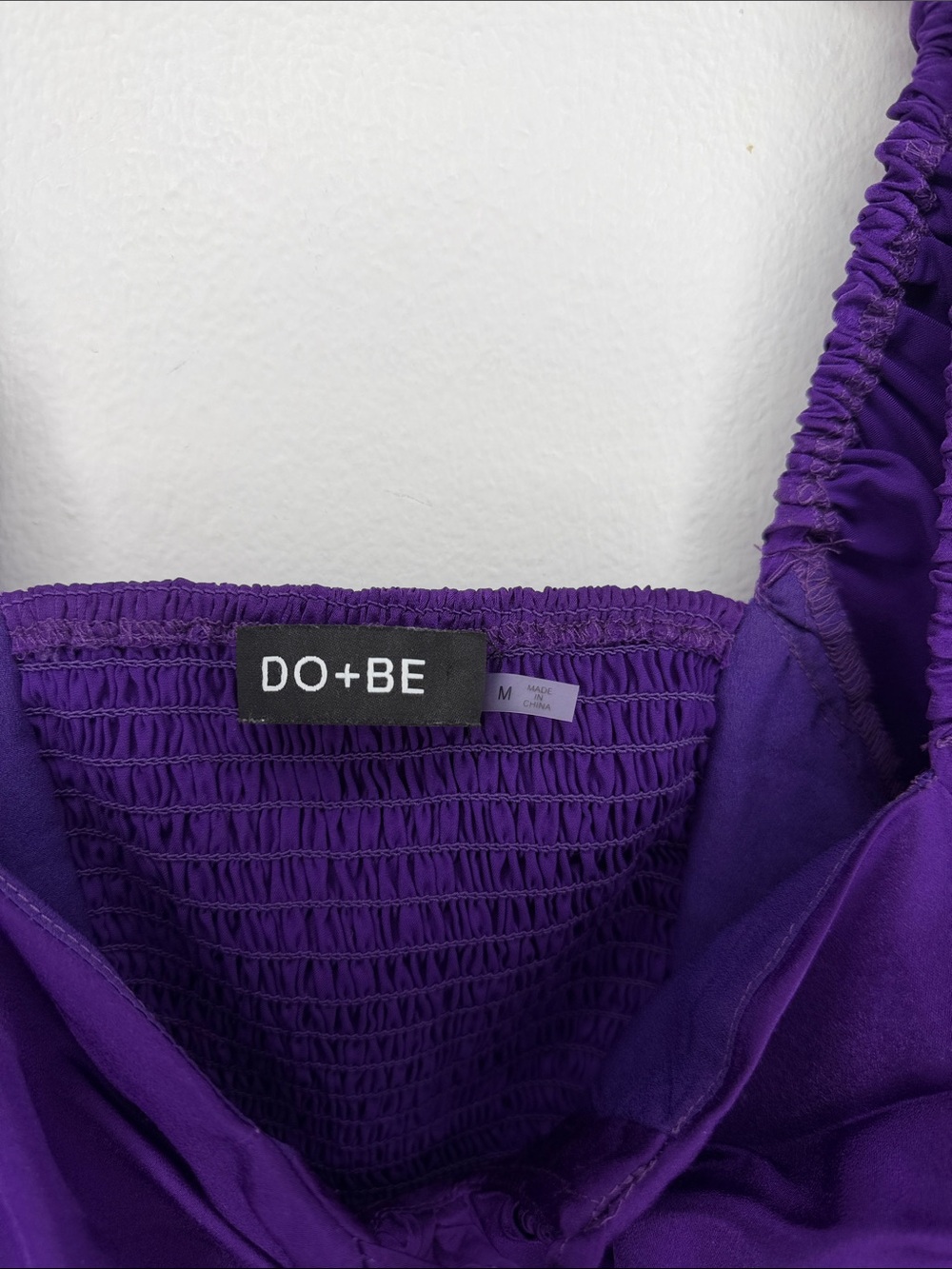 DO+BE Vivid Purple Ruched Tie-Front Square Neck Blouse - Picture 3 of 4